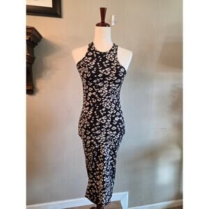 Express Women's Leopard Print Bodycon Midi Tank Dress SZ XS Sexy Y2K
